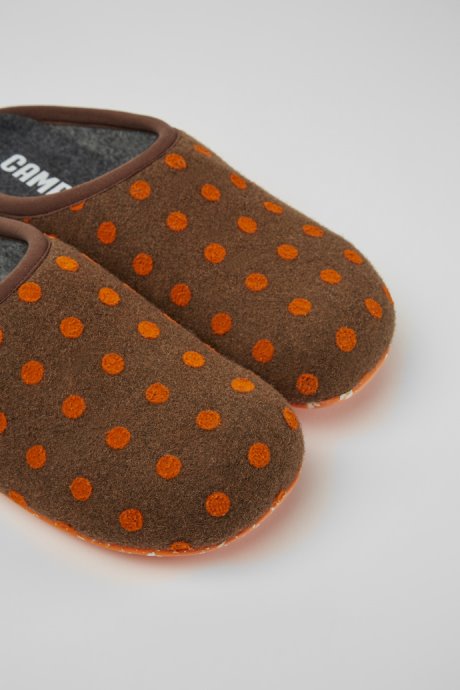 Camper Design Wabi Brown And Orange Wool Slippers For Men