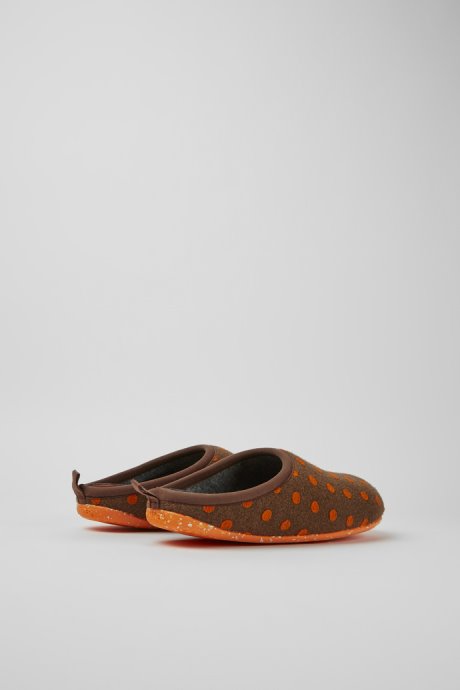 Camper Design Wabi Brown And Orange Wool Slippers For Men