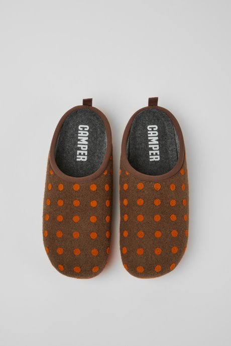 Camper Design Wabi Brown And Orange Wool Slippers For Men
