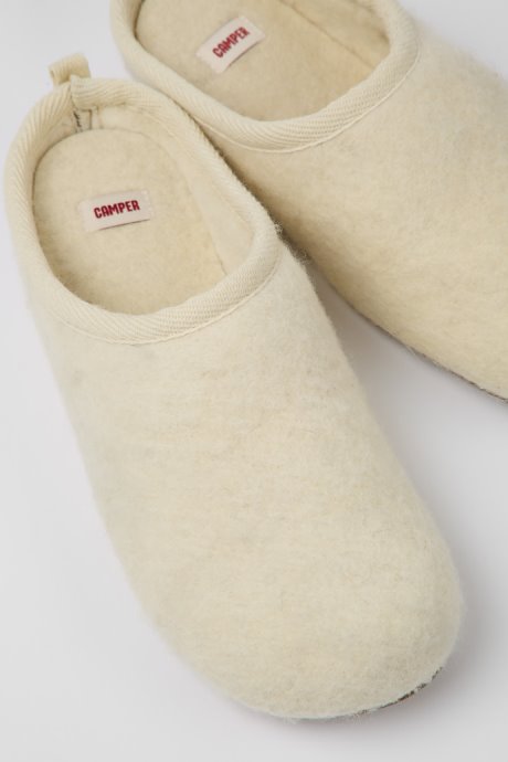 Wabi Beige Wool Slippers For Men Exclusive Camper