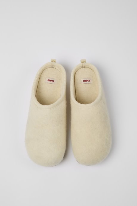 Wabi Beige Wool Slippers For Men Exclusive Camper