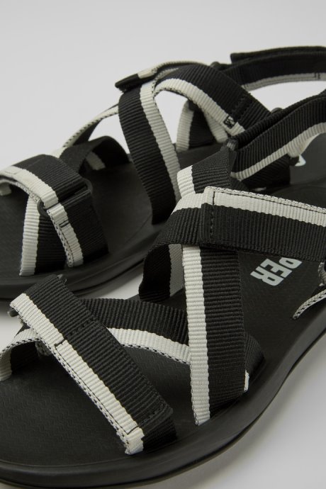 Match Black And White Recycled Pet Sandals For Men Exclusive Camper