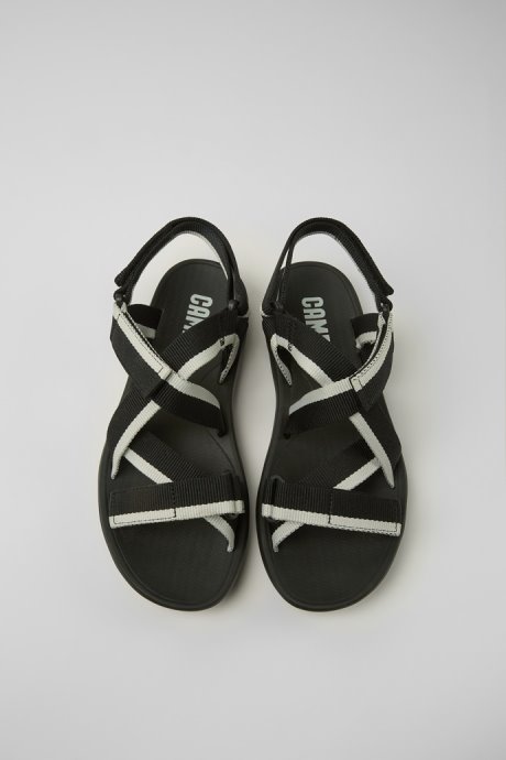 Match Black And White Recycled Pet Sandals For Men Exclusive Camper