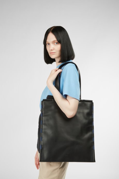 Tie Bags Blue And Black Flat Tote Bag Camper New Arrivals