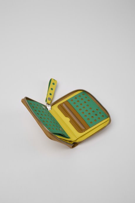 Camper Mosa Brown And Yellow Leather Wallet New Arrivals