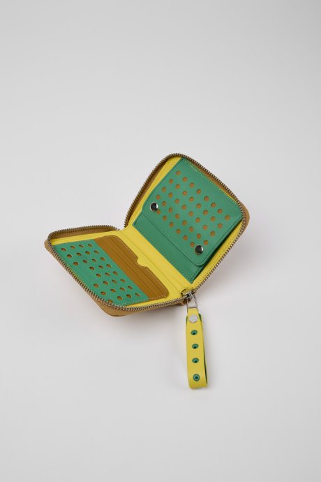 Camper Mosa Brown And Yellow Leather Wallet New Arrivals