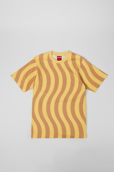 T-Shirt Beige And Yellow Organic Cotton T-Shirt Exclusive Camper
