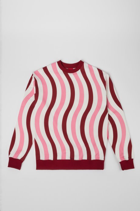 Camper Sweatshirt White Pink And Burgundy Organic Cotton Sweater New Arrivals