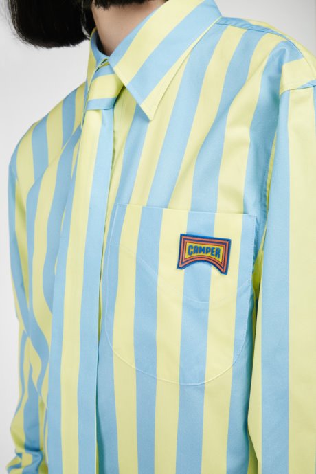 Exclusive Camper Shirt Blue And Yellow Striped Unisex Shirt