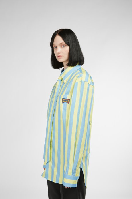Exclusive Camper Shirt Blue And Yellow Striped Unisex Shirt