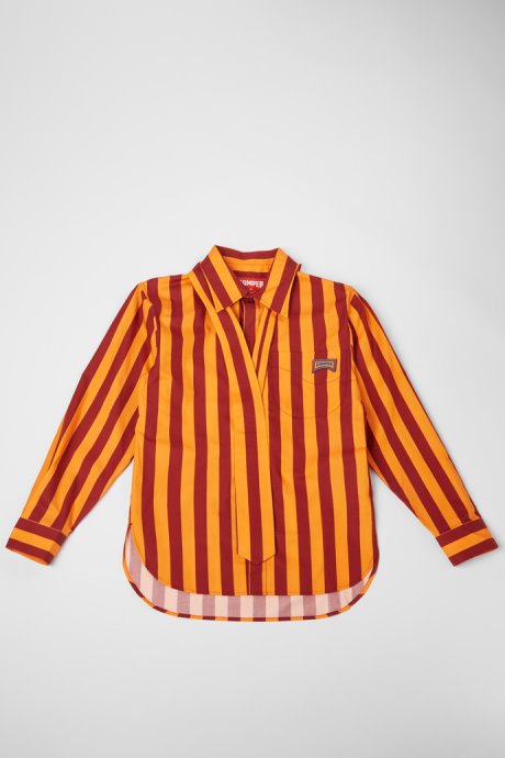 Camper Shirt Burgundy And Orange Striped Unisex Shirt New Arrivals
