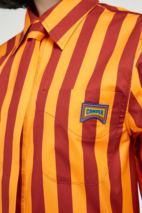Camper Shirt Burgundy And Orange Striped Unisex Shirt New Arrivals