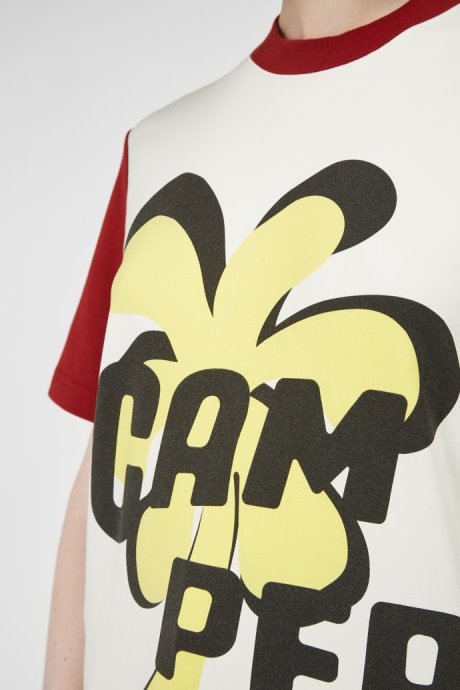 Camper Design T-Shirt White Burgundy And Yellow Printed Unisex T-Shirt