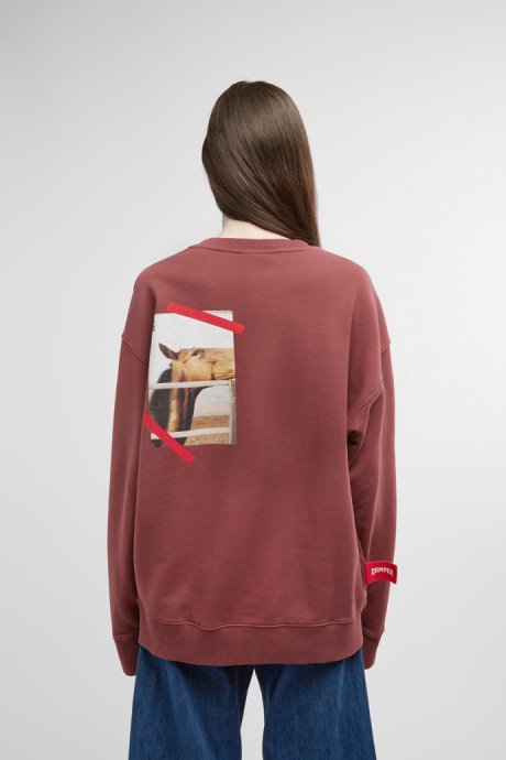 Exclusive Camper Sweatshirt Burgundy Sweatshirt With Horse Print