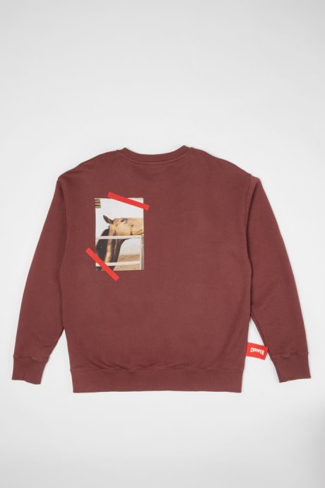 Exclusive Camper Sweatshirt Burgundy Sweatshirt With Horse Print