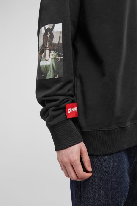 Sweatshirt Black Sweatshirt With Donkey Print Camper New Arrivals
