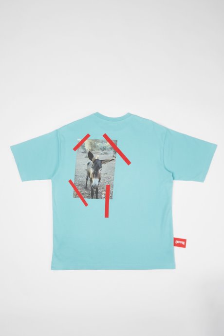 T-Shirt Light Blue T-Shirt With Donkey Print Camper New Arrivals