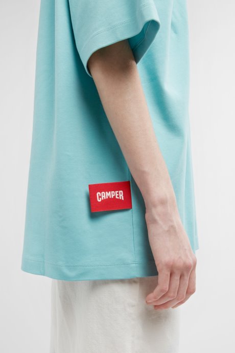 T-Shirt Light Blue T-Shirt With Donkey Print Camper New Arrivals