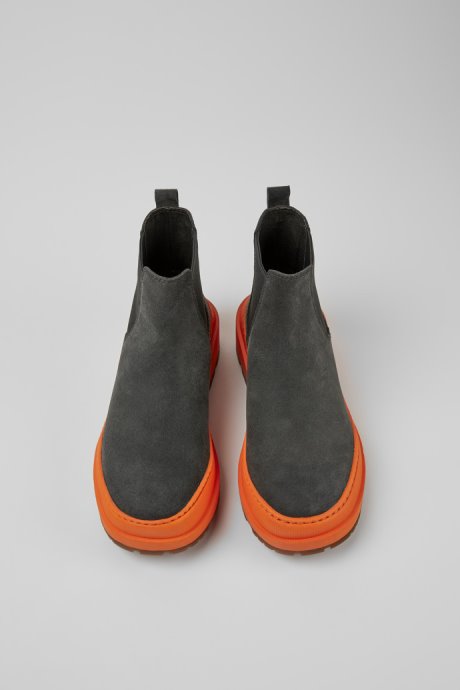 Exclusive Camper Brutus Trek Michelin Dark Gray And Orange Nubuck Ankle Boots For Women