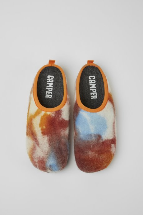 Wabi Orange And Blue Recycled Wool Slippers For Men Exclusive Camper