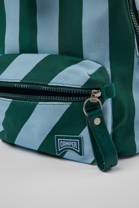 Camper Design Ado Small Blue And Green Recycled Cotton Backpack