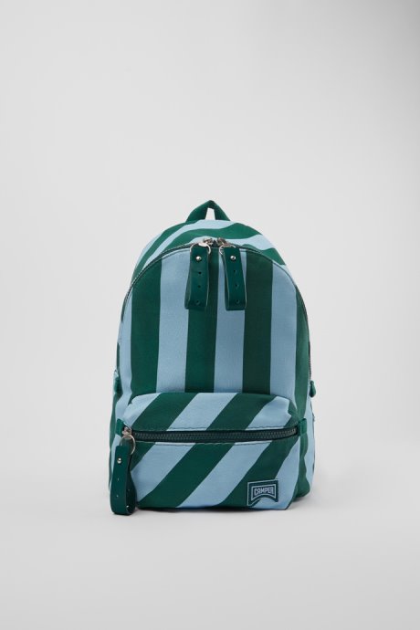Camper Design Ado Small Blue And Green Recycled Cotton Backpack