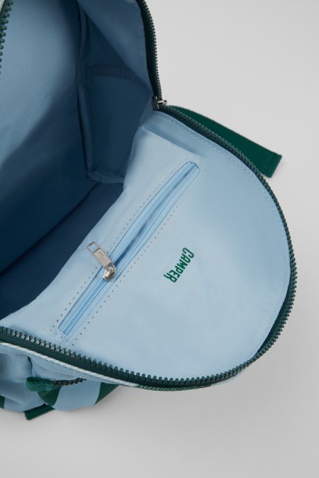 Camper Design Ado Small Blue And Green Recycled Cotton Backpack