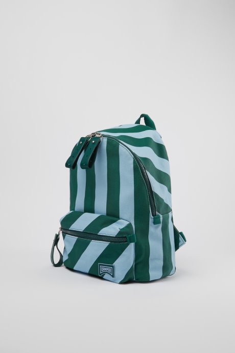 Camper Design Ado Small Blue And Green Recycled Cotton Backpack