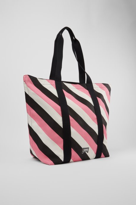 Ado Black Pink And White Recycled Cotton Tote Bag Exclusive Camper