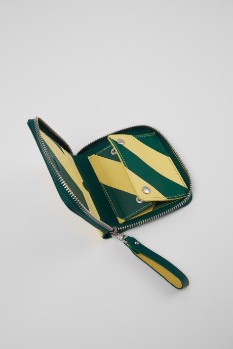 Design Mosa Green And Yellow Leather Wallet Camper