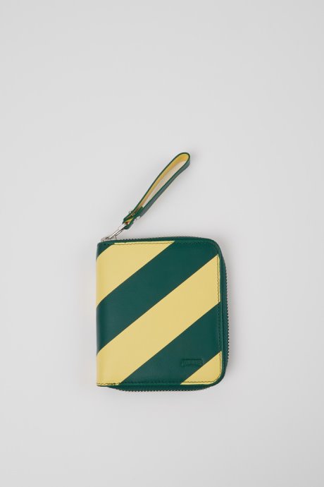 Design Mosa Green And Yellow Leather Wallet Camper