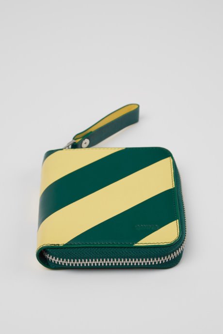 Design Mosa Green And Yellow Leather Wallet Camper