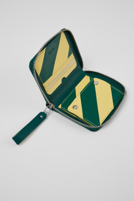 Design Mosa Green And Yellow Leather Wallet Camper