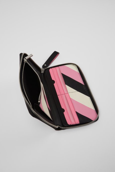 Exclusive Camper Mosa Large Black Pink And White Leather Wallet