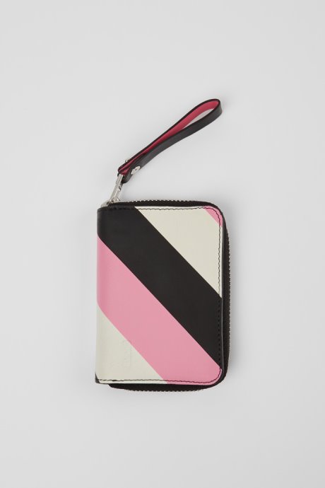 Camper Design Mosa Small Black Pink And White Leather Wallet