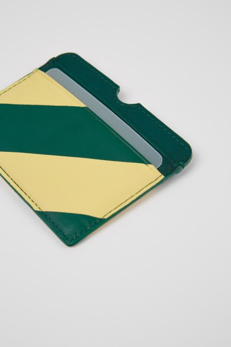 Mosa Green And Yellow Leather Card Case Exclusive Camper