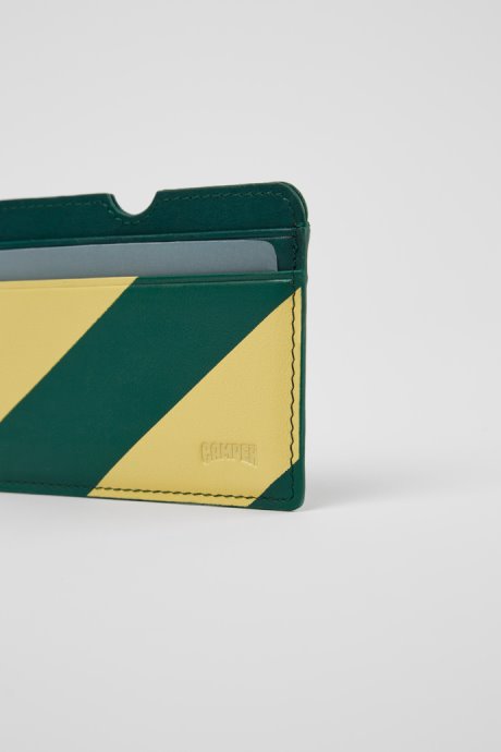 Mosa Green And Yellow Leather Card Case Exclusive Camper