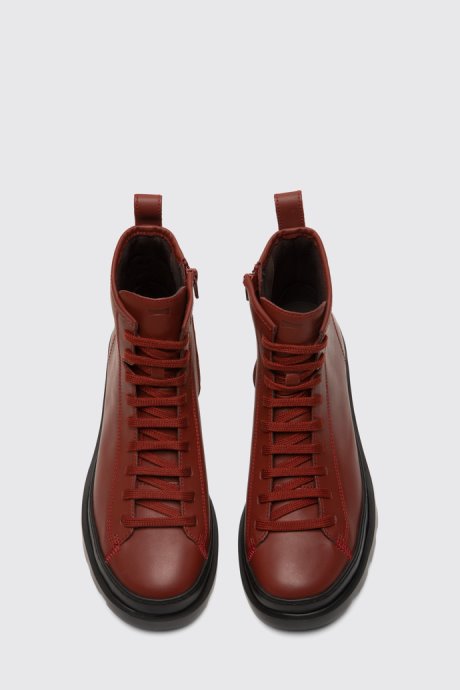 Camper Design Brutus Red-Brown Medium Lace Boot For Women
