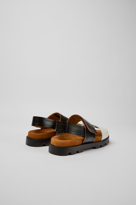 Camper Brutus Sandal Black And White Leather Sandals For Women New Arrivals