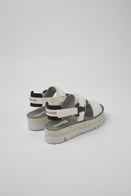 Oruga Up White And Black Leather Sandals For Women Exclusive Camper