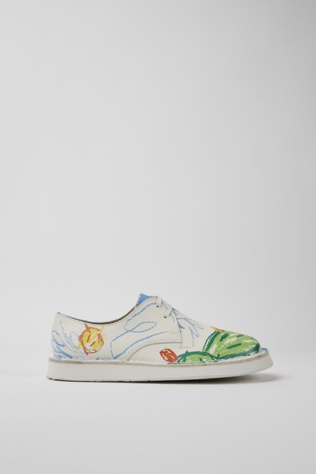 Twins White Printed Leather Shoes For Women Exclusive Camper
