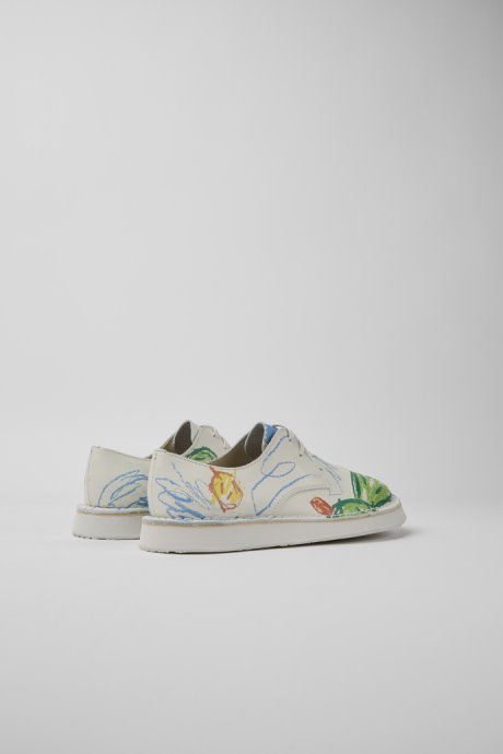 Twins White Printed Leather Shoes For Women Exclusive Camper