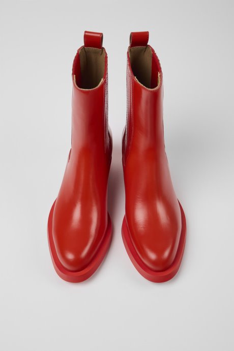 Design Bonnie Red Leather Boots For Women Camper