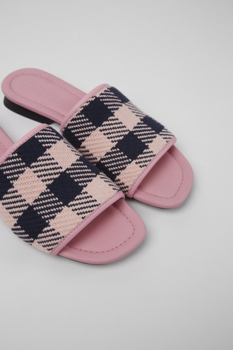 Camper Casi Myra Pink And Black Recycled Cotton Sandals For Women New Arrivals