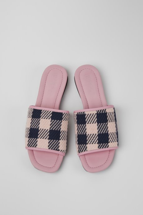 Camper Casi Myra Pink And Black Recycled Cotton Sandals For Women New Arrivals