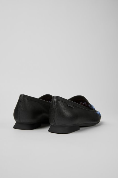 Camper Design Casi Myra Black And Blue Leather Loafers For Women