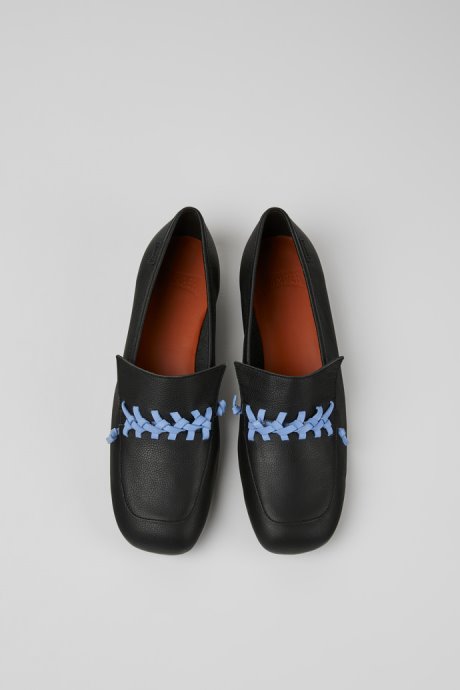 Camper Design Casi Myra Black And Blue Leather Loafers For Women