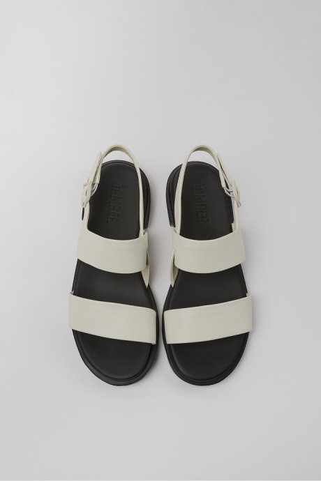 Camper Edy White Leather Sandals For Women New Arrivals
