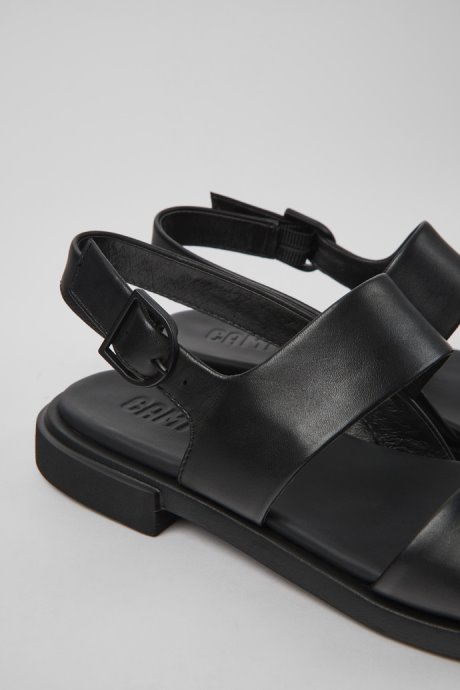 Camper Edy Black Leather Sandals For Women New Arrivals