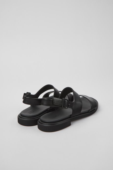 Camper Edy Black Leather Sandals For Women New Arrivals